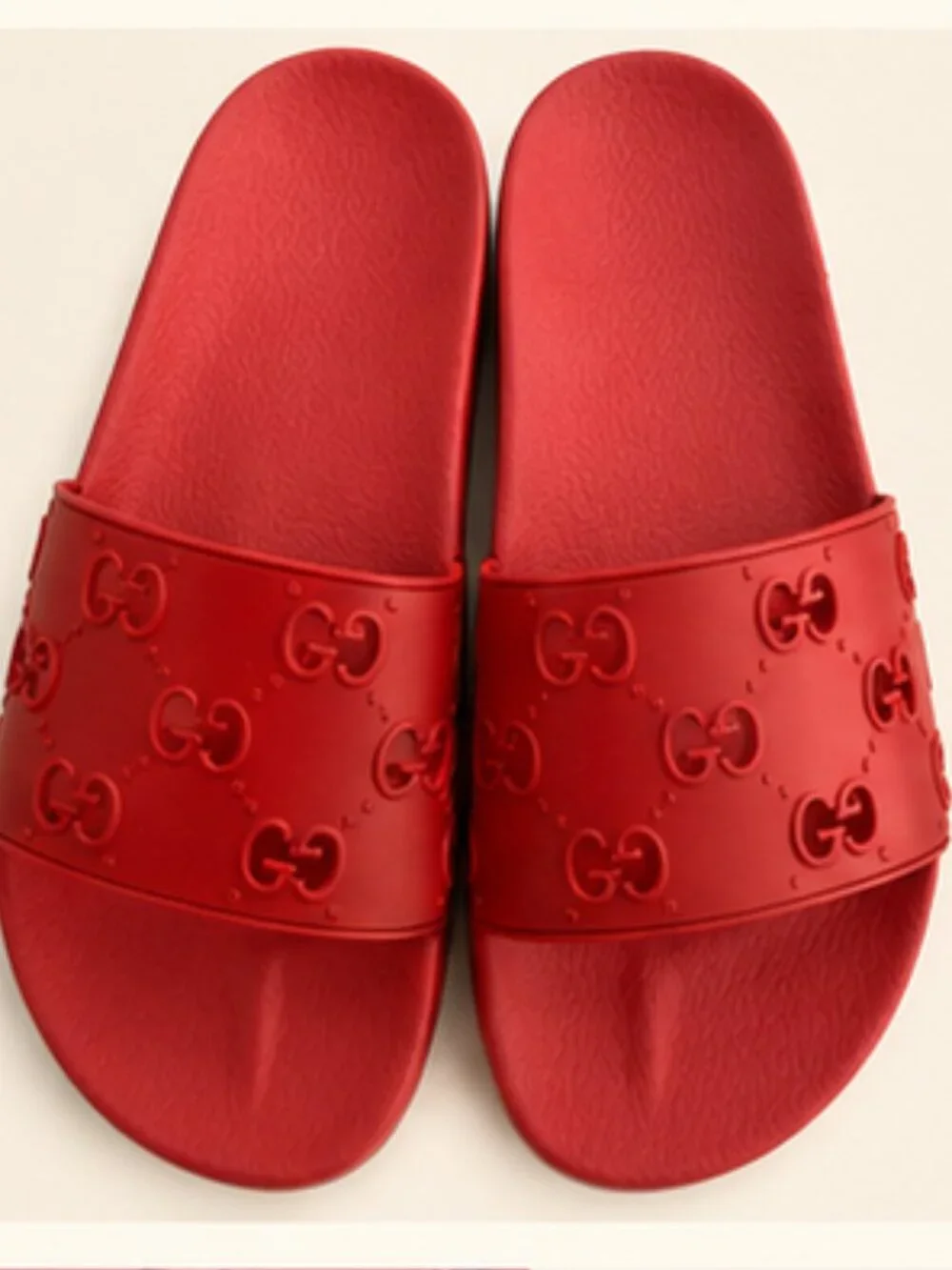 Gucci GG Rubber Slides Red 575957 10 Made in Italy Quiet Luxury Resort Designer